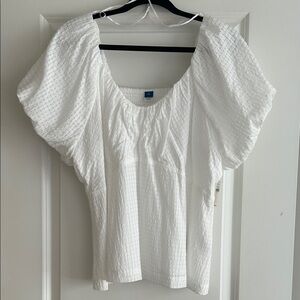 Old Navy White Textured Blouse
